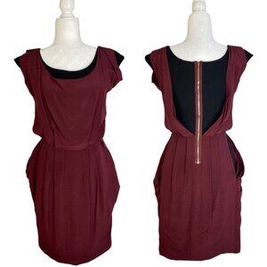 Fendi Women’s Burgundy Scoop Neck‎ Designer Contemporary Modern Dress IT 40/C36